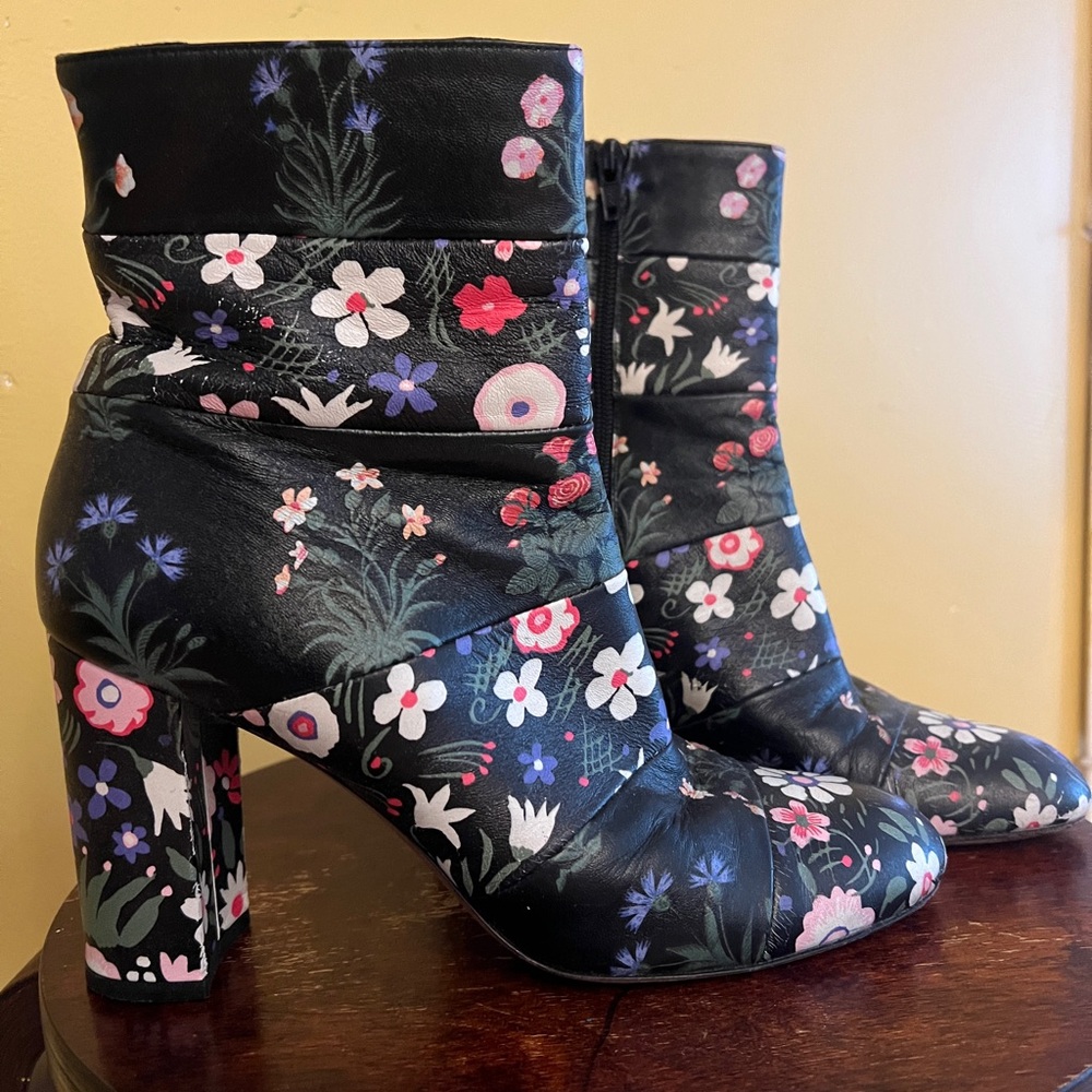 Valentino Black Floral Heeled Boots